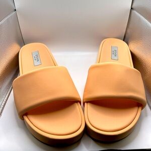 Steve Madden Robyn Peach Fashion Slip On Platform Slide Casual Flat Sandals